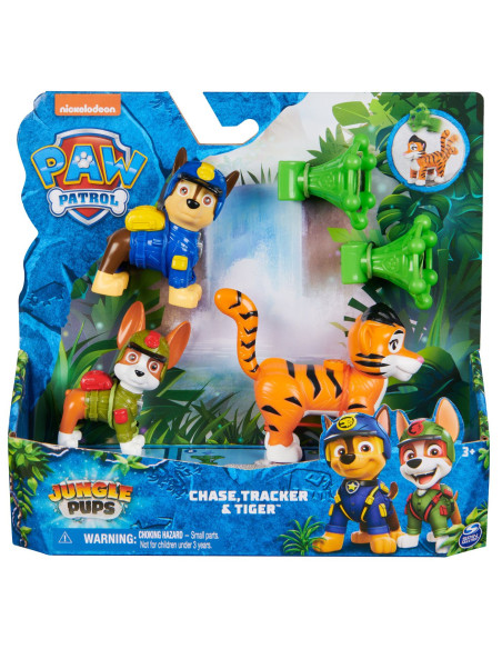 PATRULA CATELUSILOR JUNGLE PUPS SET 3 FIGURINE CHASE TRACKER SI TIGRUL